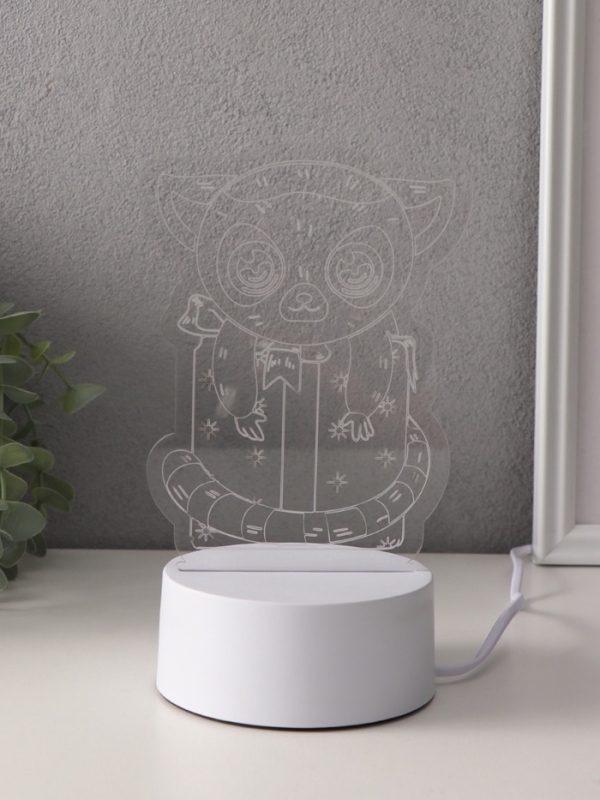 Светильник "Лемур на подарке" LED RGB от сети RISALUX 9,5х11,8х17 см