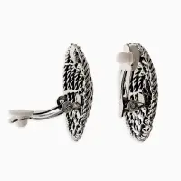 Клипсы "Винтаж" круг из веревки, цвет чернёное серебро