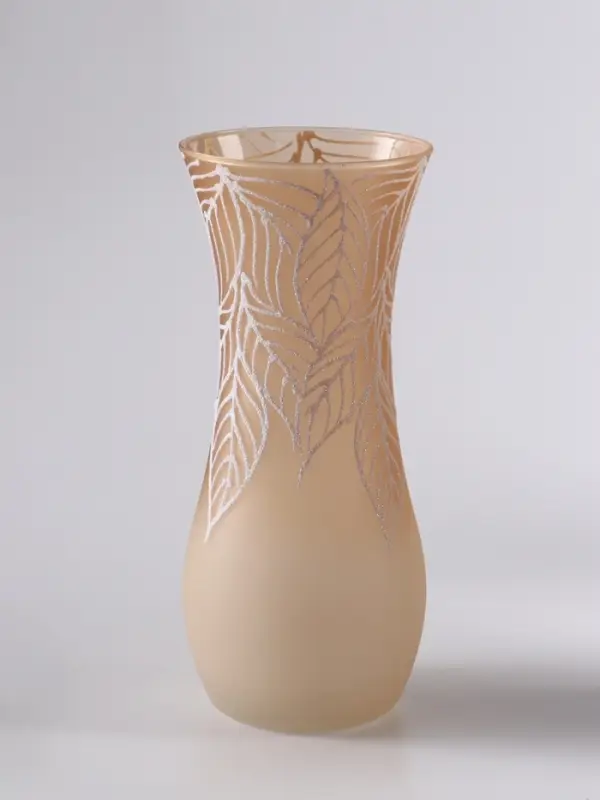 Ваза &laquo;Кармен&raquo; листья, волна, h=26 см, стекло, пудра