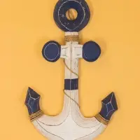 Декор интерьерный "Якорь" дерево 23х2х40 см, цв. бело-синий