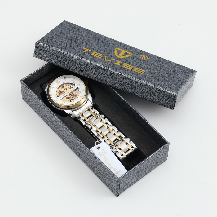 Часы наручные механические мужские, d-4.1 см, 3 АТМ, светящиеся, серебро