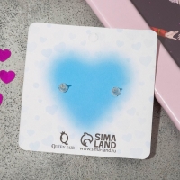 Серьги с эмалью &laquo;Сердце&raquo; мультик, цвет синий в золоте