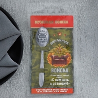 Ложка чайная с гравировкой &laquo;Диванные войска&raquo;, на подарочной открытке, 3 х 14 см.