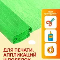 Бумага крепированная 50 х 200 см, в рулоне, 32 г/м2, светло-зелёная