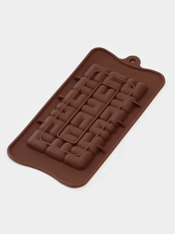Форма для шоколада Доляна &laquo;Лабиринт&raquo;, силикон, 22&times;11&times;1 см, 18 ячеек, коричневая