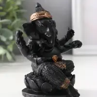 Фигура &laquo;Ганеш на лотосе&raquo;, 10.5&times;9&times;8 см, чёрная