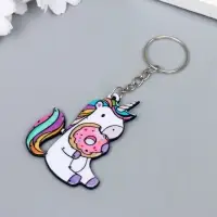 Брелок акрил "Единорожек с пончиком" 5,8х4,5 см