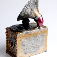 Часы настольные интерьерные, &laquo;Граммофон&raquo;, на батарейках, 15.5&times;9.5&times;24.5 см, d-7 см