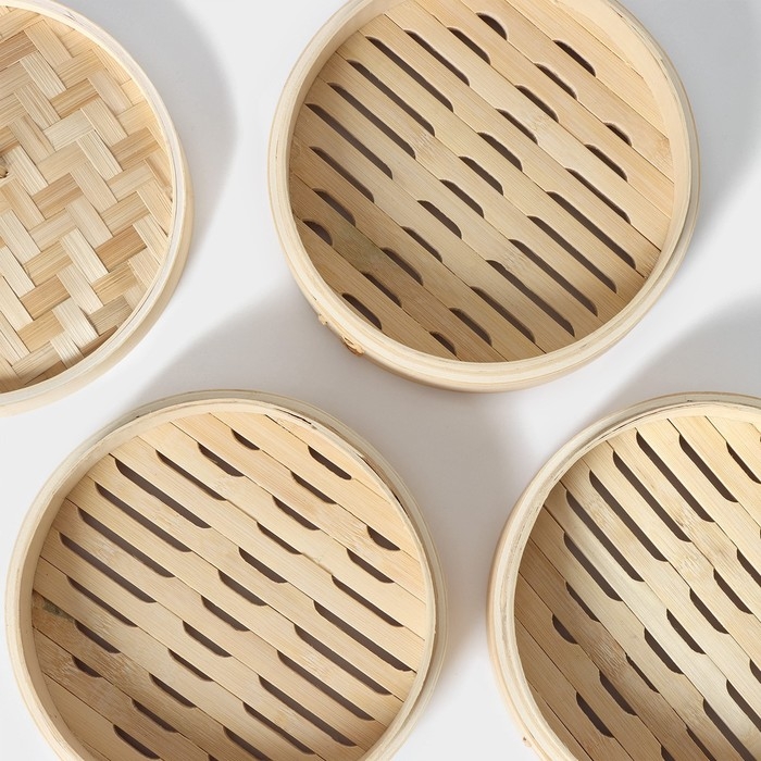 Пароварка Доляна &laquo;Восточная кухня&raquo;, 3 этажа, d=21 см, бамбук