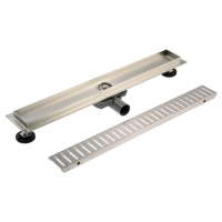 Трап ZEIN engr, c флaнцeм свободного вращ 360&deg;, 7*60 см, d=40/50 мм, нерж сталь, сатин