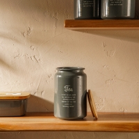 Банка для чая SL Home, 9,5&times;14 см, цвет серый, с бамбуковой крышкой