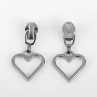 Бегунок для молнии &laquo;Спираль&raquo;, №3, &laquo;Сердце&raquo;, 10 шт., цвет никель