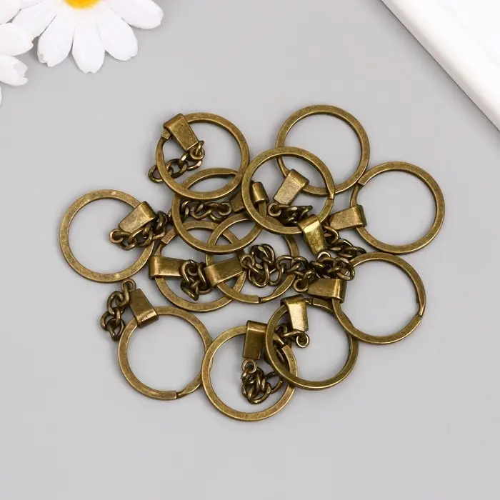 Основа для брелока кольцо металл с плоским креплением латунь 3х6 см