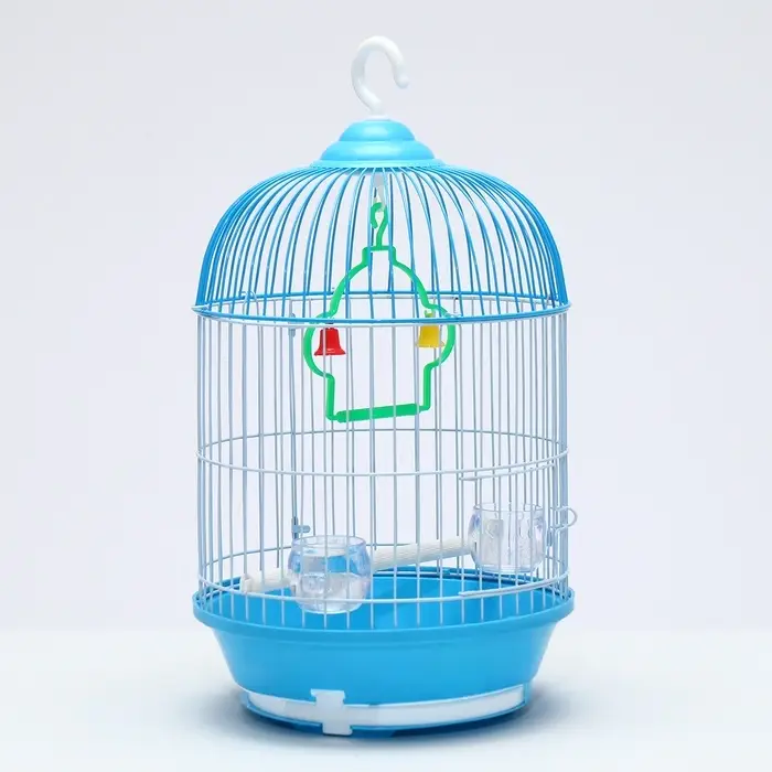 Клетка для птиц круглая укомплектованная Bd-4/2, 23,5 х 33 см, голубая (фасовка 20 шт)