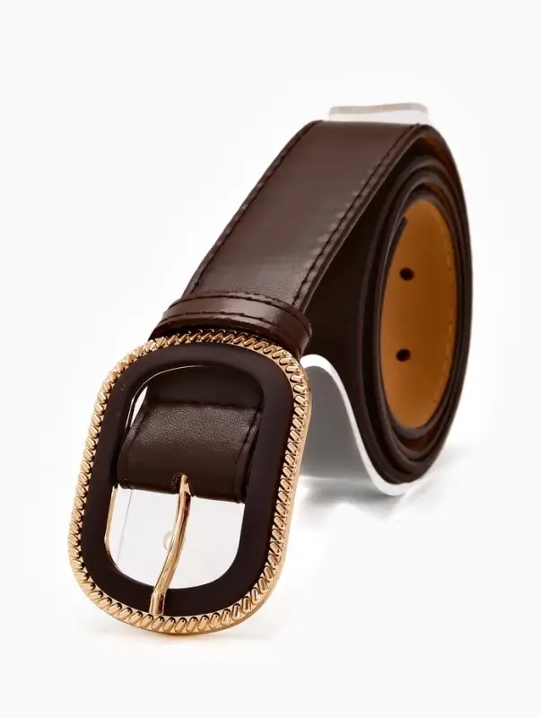 Ремень жен 05-01-07-01, Июнь2507, 3*0,3*110 см, без винта, пряж золото+пласт, 1 прокол корич   10903