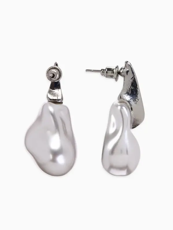 Серьги жемчуг "Капля борроко", цвет белый в серебре