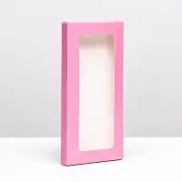 Подарочная коробка под плитку шоколада, с окном, розовая, 17&times;8&times;1.4 см