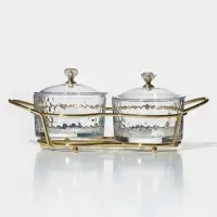 Набор стеклянных конфетниц &laquo;Богема&raquo;, на подставке 24&times;9,5&times;8,5 см, 2 шт, цвет металла золотой