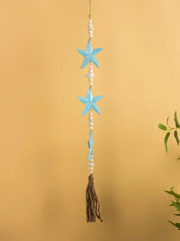 Подвеска декоративная &laquo;Звёздочки&raquo;, 13&times;2&times;100 см, дерево, камень, голубая