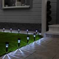 Набор садовых светильников на солнечной батарее &laquo;Цилиндр&raquo;, 4.5 &times; 30 &times; 4.5 см, 1 LED, свечение белое, 10 шт.