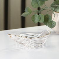 Блюдо сервировочное Magistro &laquo;Ракушка&raquo;, 20&times;11 см, прозрачное с золотой каймой