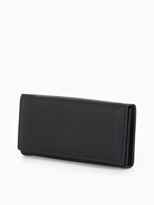 Кошелек жен 06-01-01 Июнь2522, 19*3*10 см, 3 отд+отд/молн, д/карт, д/монет, на магните черн   109097