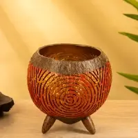 Подсвечник из кокоса, 15&times;15&times;13 см, красный