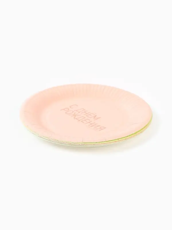 Тарелка С днем рождения, микс нежный 18см 6 шт