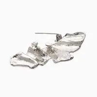 Брошь корейский стиль "Мятая" цвет серебро