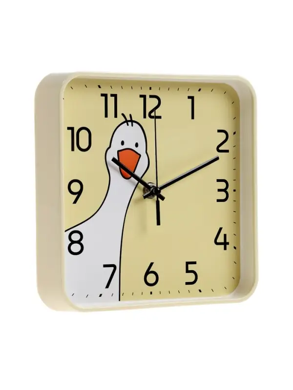 Часы настенные "Гусь", детские, плавный ход,  19х19см, желтые