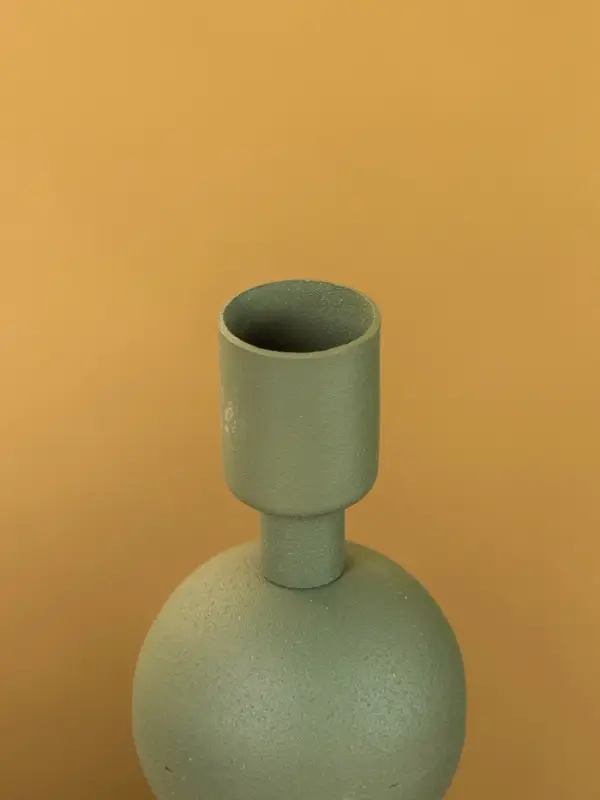 Подсвечник на 1 свечу текстурный "Болотный" с 2 сферами 8,5х8,5х18 см