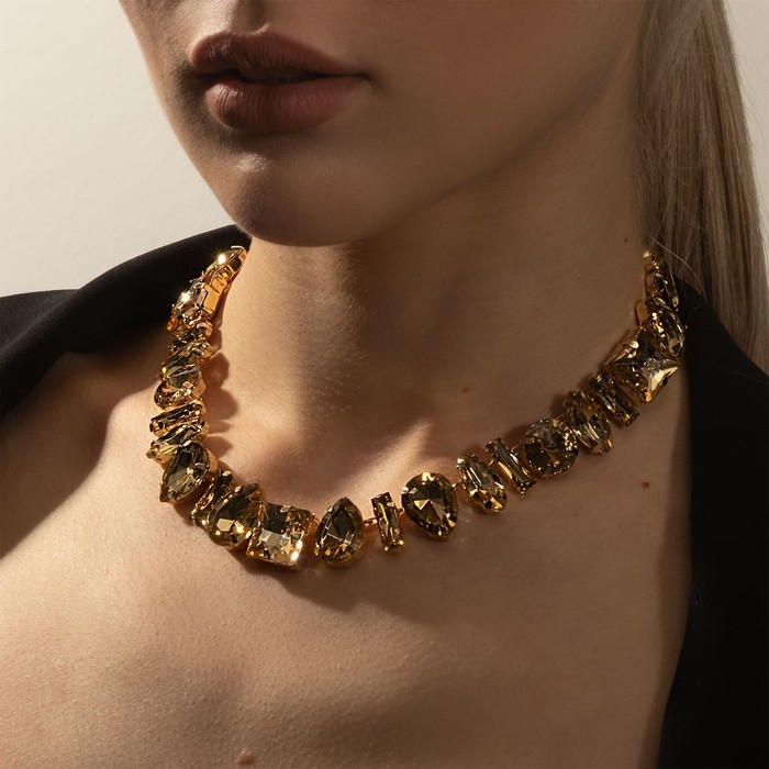 Колье &laquo;Драгоценность&raquo; геометрия, цвет жёлтый в золоте, 32 см