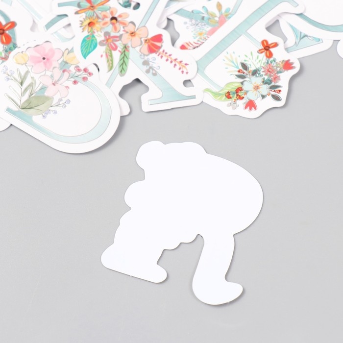 Наклейки для творчества "Цветочный алфавит" тиснение серебро набор 33 шт 9х7х0,8 см