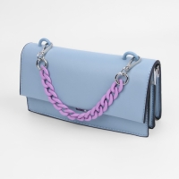 Цепочка для сумки, с карабинами, пластиковая, 23 &times; 17 мм, 30 см, цвет сиреневый/серебряный