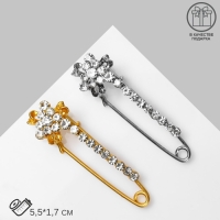 Булавка &laquo;Цветок&raquo; с дорожкой, 5,5 см, цвет МИКС(неделимая фасовка 12 шт., цена за шт.)