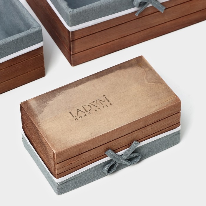 Набор интерьерных корзин ручной работы LaDо́m, прямоугольные, 3 шт, размер: 20&times;11&times;9 см, 24&times;15&times;10 см, 28&times;19&times;11 см