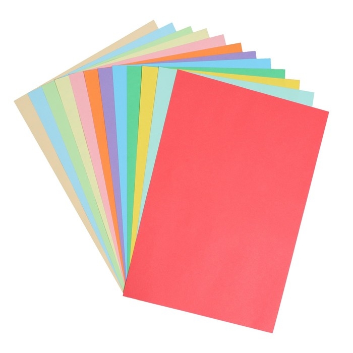 Бумага цветная А4, 12 листов, 12 цветов Calligrata, тонированная в массе, 80 г/м&sup2;