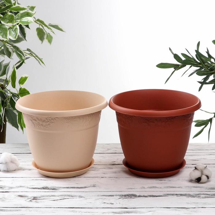 Горшок с поддоном &laquo;Рябина&raquo;, 5 л, цвет МИКС