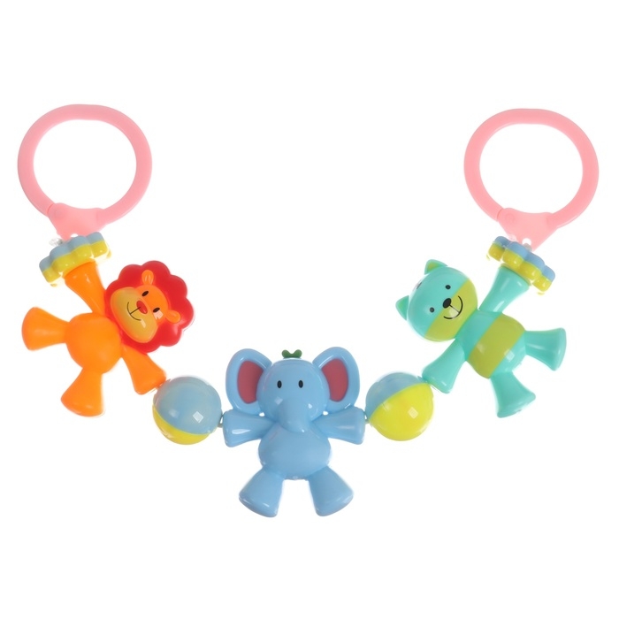 Растяжка на коляску/кроватку &laquo;Друзья&raquo;, 3 игрушки с погремушками, цвет МИКС, Крошка Я