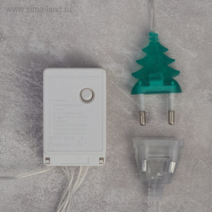 Гирлянда &laquo;Бахрома&raquo; 2.4 &times; 0.9 м с насадками &laquo;Снежинки&raquo;, IP20, прозрачная нить, 150 LED, свечение синее, 8 режимов, 220 В