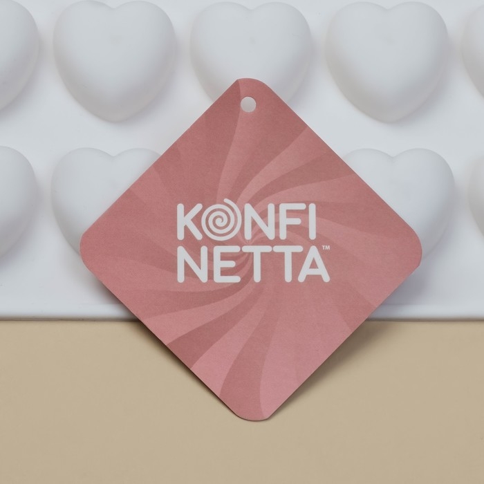 Форма для муссовых десертов и шоколада KONFINETTA &laquo;Сердца&raquo;, силикон, 29,7&times;17,3&times;1,5 см, 35 ячеек (2,7&times;2,5 см), цвет белый