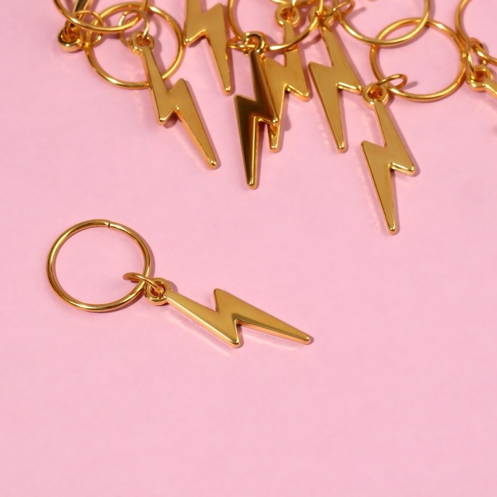 Пирсинг для волос &laquo;Молния&raquo;, 4,1 &times; 1,3 см, 10 шт, цвет золотистый