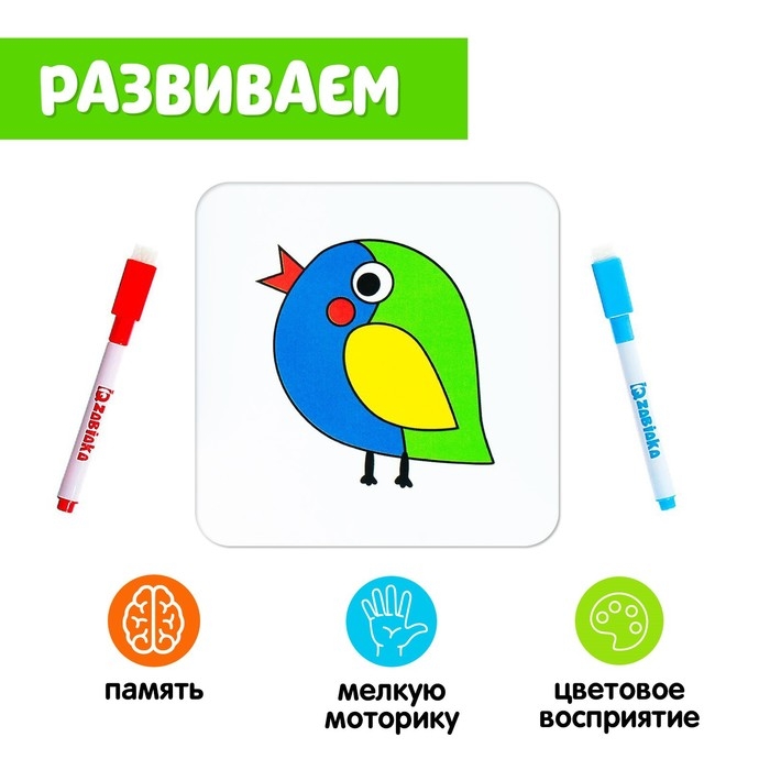 Набор пиши-стирай &laquo;Раскрась по образцу&raquo;, 20 заданий, 3+