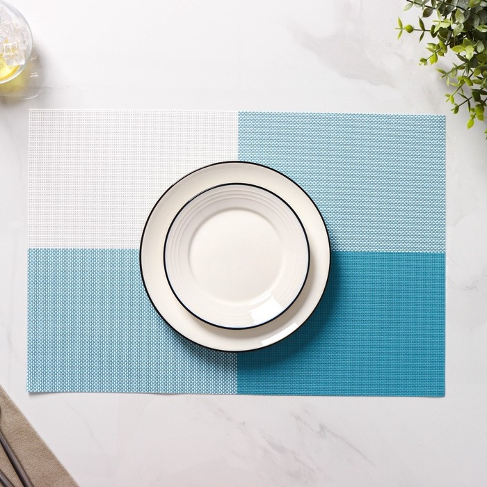 Салфетки сервировочные на стол Доляна &laquo;Настроение&raquo;, 4 шт, 45&times;30 см, цвет бело-синий