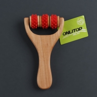 Массажёр - роллер, с шипами, универсальный, деревянный, 14,5 &times; 8 &times; 2 см, цвет МИКС