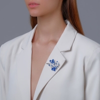 Брошь &laquo;Цветок&raquo; трилистник, цвет голубой в серебре