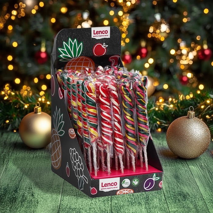 Новый год. Карамель леденцовая Lenco, &laquo;Спираль&raquo;, со вкусом земляника, тутти-фрутти, 30 г