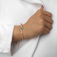 Новый год! Символ года 2025! Браслет со стразами &laquo;Змеи&raquo;, цвет чёрно-белый в золоте