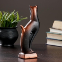 Фигура "Кошка Рысь" чёрная с медью 6х5х21см