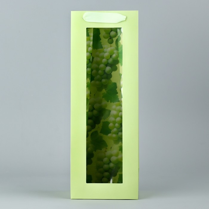 Пакет подарочный под бутылку, упаковка, &laquo;Виноград&raquo;, 36 х 13 х10 см